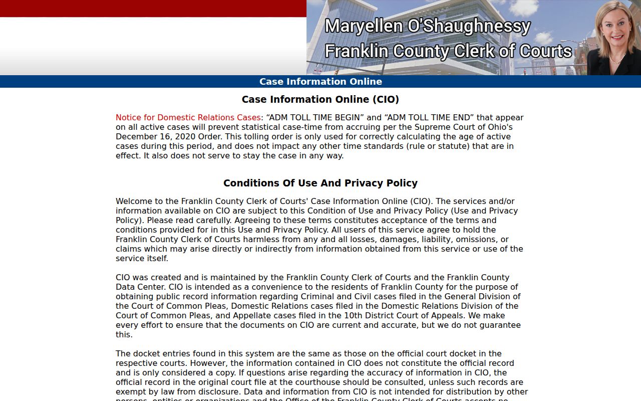 Dublin residents directory Franklin County clerk case information